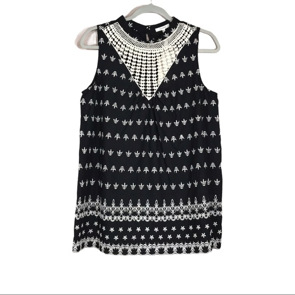 NEW With Tags PLEIONE Black/White Embroidered Tank Top Size XS - Picture 6 of 14